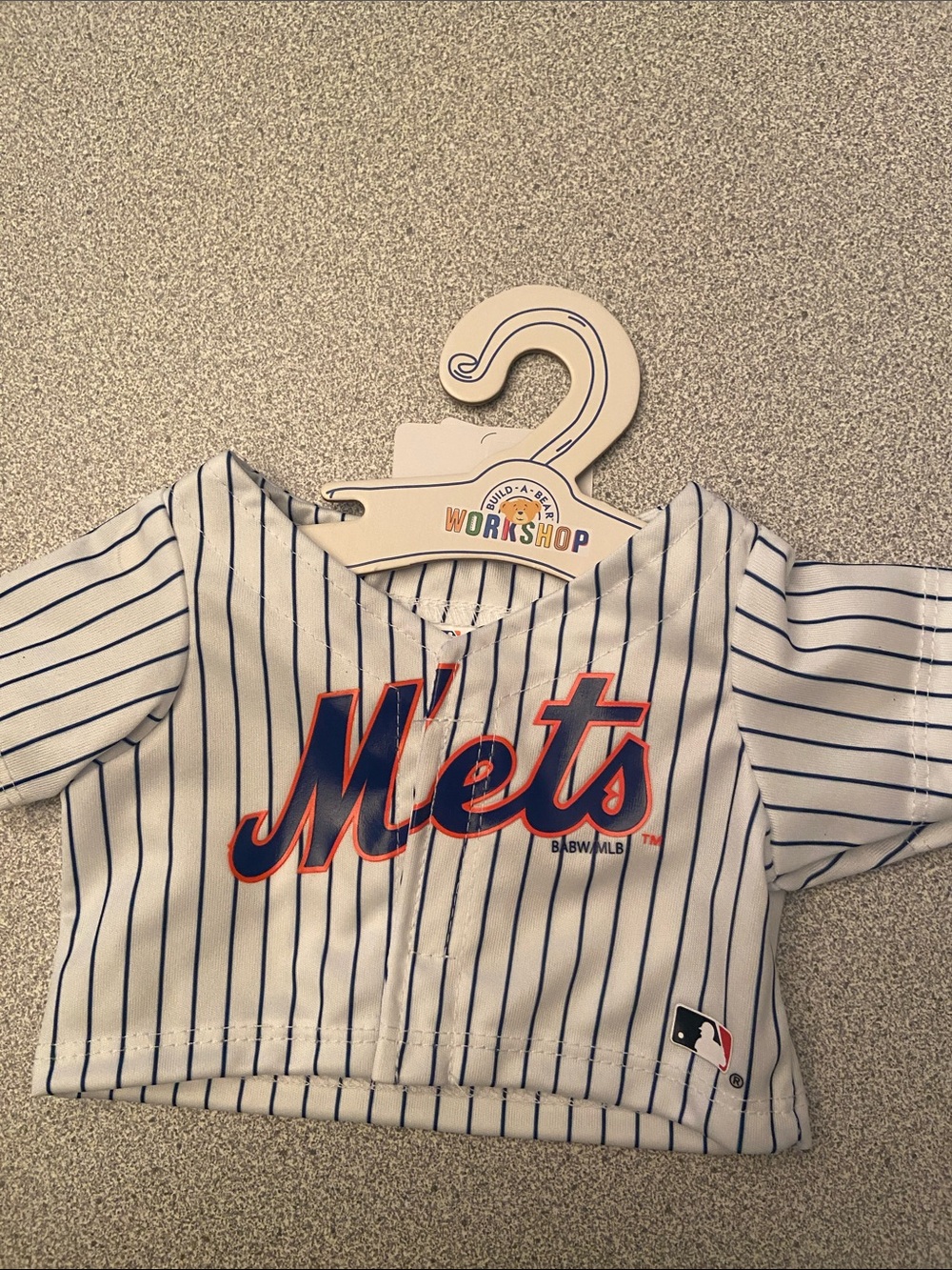 Build-A-Bear Mets Pinstripe Jersey Top - White, Blue, Orange
